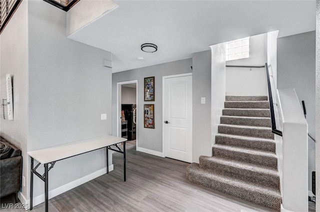 8316 Maplestar Rd, Las Vegas, NV 89128 - stairway featuring wood finished floors and baseboards