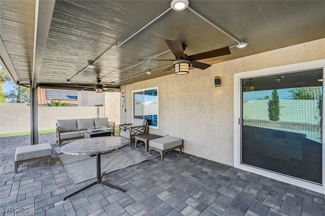 8316 Maplestar Rd, Las Vegas, NV 89128 - view of patio with ceiling fan and an outdoor hangout area