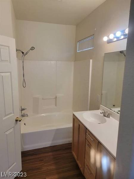 6316 Beige Bluff St Unit 201, North Las Vegas, NV 89081 - bathroom with vanity, shower / tub combination, and wood finished floors