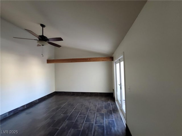 2761 Lodestone Dr Unit 63, Las Vegas, NV 89117 - unfurnished room featuring lofted ceiling, a ceiling fan, and baseboards