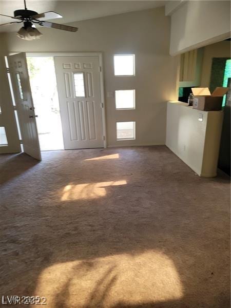 1413 Bryn Mawr Ave, Las Vegas, NV 89102 - foyer featuring healthy amount of natural light, carpet, vaulted ceiling, and a ceiling fan