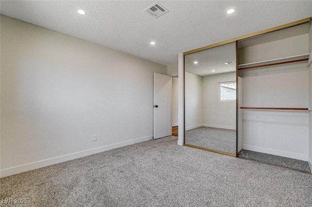3386 El Camino Real, Las Vegas, NV 89121 - unfurnished bedroom with carpet flooring, recessed lighting, baseboards, a closet, and a textured ceiling
