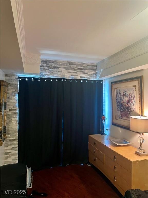200 W Sahara Ave Unit 3510, Las Vegas, NV 89102 - bedroom featuring crown molding and dark wood-style floors