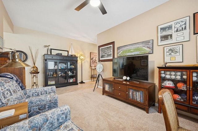 2453 Vivid Sky Pl, Henderson, NV 89044 - carpeted living area featuring ceiling fan and baseboards