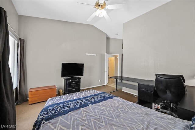 6125 Desert Haven Rd, Las Vegas, NV 89130 - carpeted bedroom with vaulted ceiling, ceiling fan, and baseboards