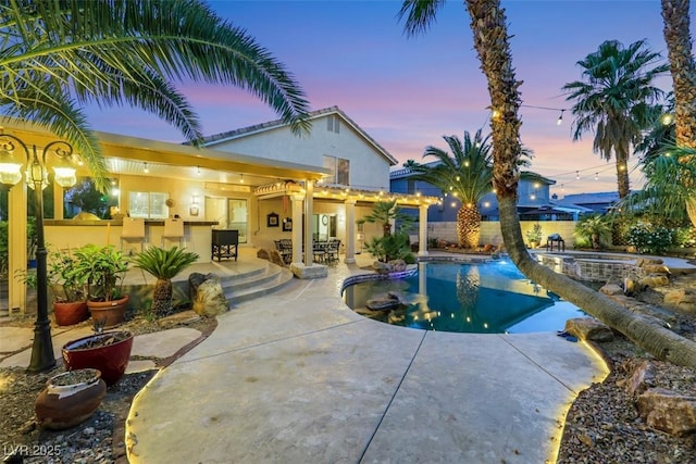 8224 Fawn Meadow Ave, Las Vegas, NV 89149 - outdoor pool with a patio, an outdoor bar, and an outdoor hot tub