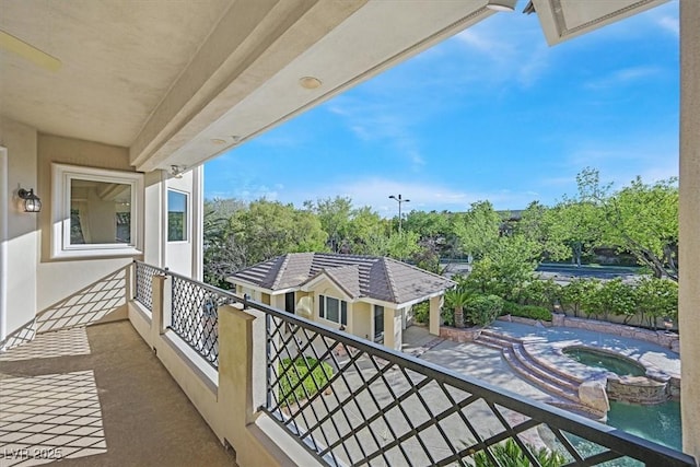 1809 White Hawk Ct, Las Vegas, NV 89134 - balcony with an in-ground hot tub
