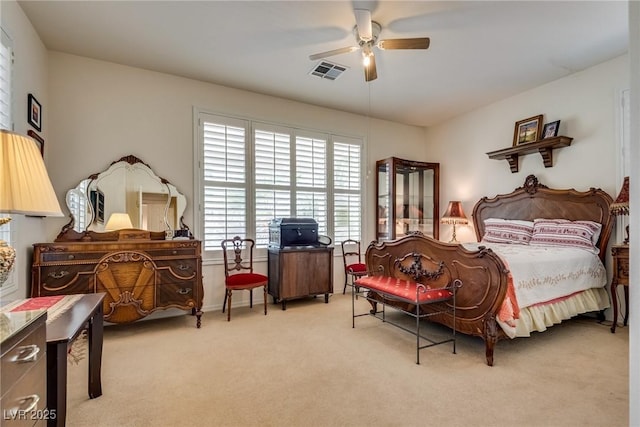 10361 Profeta Ct, Las Vegas, NV 89135 - bedroom with light carpet, a ceiling fan, and baseboards