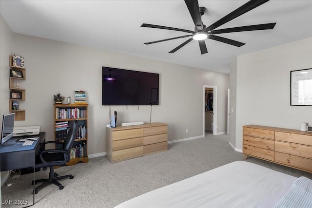 4030 Midnight Crest Ave, North Las Vegas, NV 89031 - bedroom featuring carpet, baseboards, a desk, and a ceiling fan