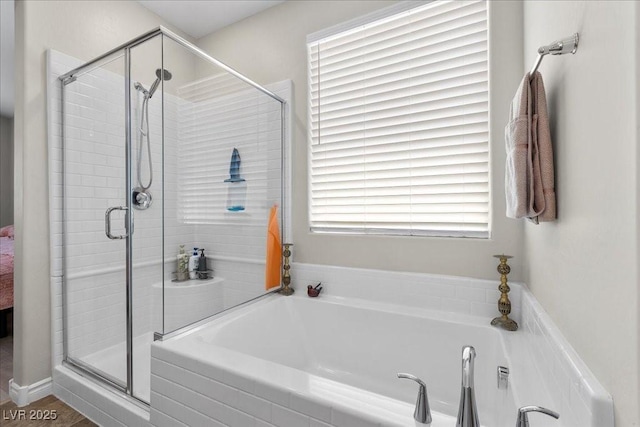 4030 Midnight Crest Ave, North Las Vegas, NV 89031 - full bathroom featuring a garden tub and a stall shower