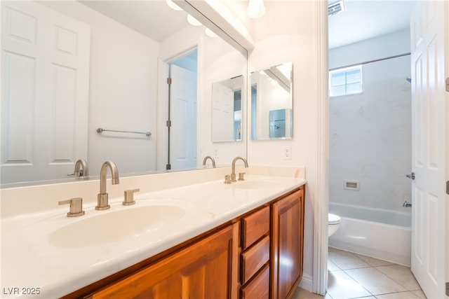 512 Los Dolces St, Las Vegas, NV 89138 - full bath featuring toilet, double vanity, bathing tub / shower combination, and tile patterned floors
