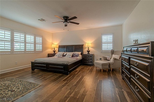 10744 Balsam Creek Ave, Las Vegas, NV 89144 - bedroom with dark wood-style floors, baseboards, and a ceiling fan