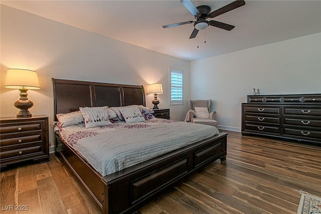 10744 Balsam Creek Ave, Las Vegas, NV 89144 - bedroom with hardwood / wood-style floors, a ceiling fan, and baseboards