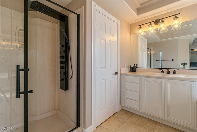 10744 Balsam Creek Ave, Las Vegas, NV 89144 - full bath with a stall shower, tile patterned flooring, and vanity