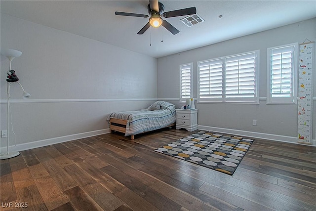 10744 Balsam Creek Ave, Las Vegas, NV 89144 - bedroom with wood-type flooring, baseboards, and ceiling fan