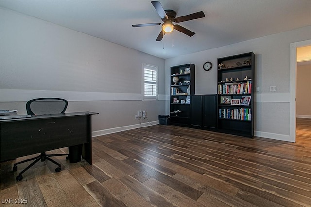 10744 Balsam Creek Ave, Las Vegas, NV 89144 - office area featuring wood finished floors, ceiling fan, and baseboards