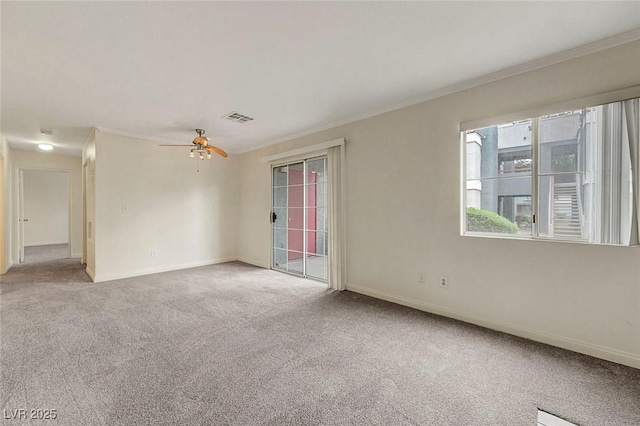 8600 W Charleston Blvd Unit 1128, Las Vegas, NV 89117 - unfurnished room featuring crown molding, carpet floors, ceiling fan, and baseboards