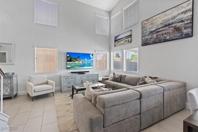 600 Beresford Ave, Las Vegas, NV 89123 - living area featuring a high ceiling and light tile patterned floors