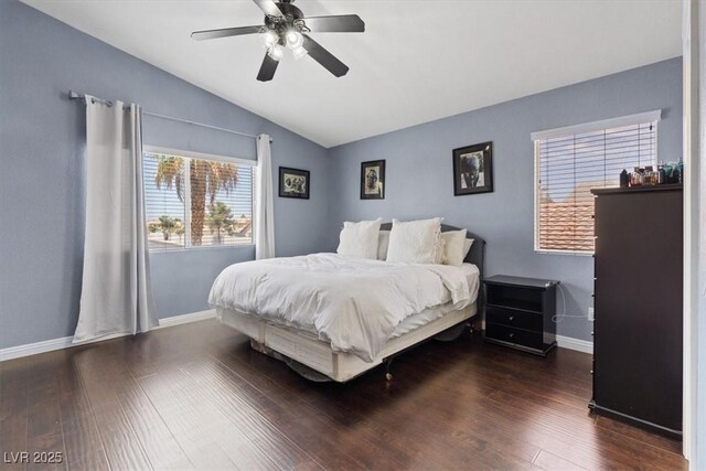 600 Beresford Ave, Las Vegas, NV 89123 - bedroom featuring vaulted ceiling, wood finished floors, and ceiling fan