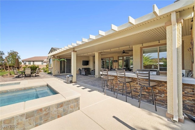 7504 Frittata Ave, Las Vegas, NV 89113 - view of pool with a patio, a bar, and ceiling fan