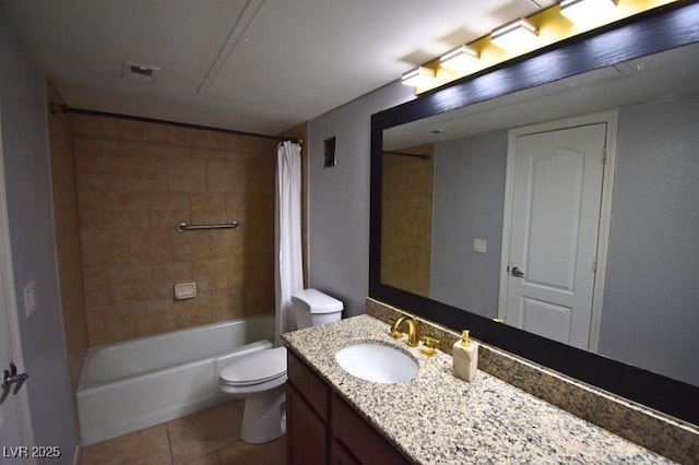 634 Oakmont Ave Unit 1903, Las Vegas, NV 89109 - full bath with vanity, tile patterned floors, toilet, and shower / tub combo with curtain