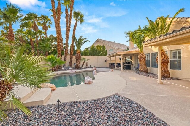 1913 Madagascar Ln, Las Vegas, NV 89117 - view of swimming pool with a patio area, a fenced backyard, and area for grilling