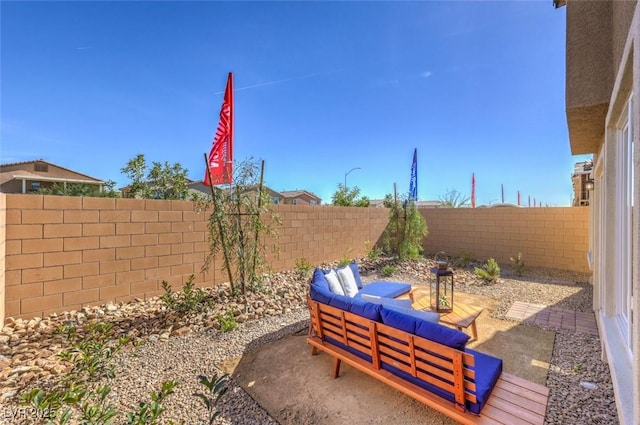 815 Calm Crystal Ct Lot 146, North Las Vegas, NV 89081 - fenced backyard with an outdoor living space and a patio area