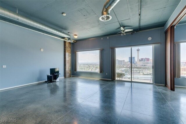 900 Las Vegas Blvd Unit 1209, Las Vegas, NV 89101 - unfurnished room with plenty of natural light, a ceiling fan, baseboards, and a city view