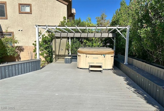 8931 Lansberry Ct, Las Vegas, NV 89147 - wooden terrace featuring a hot tub and a pergola