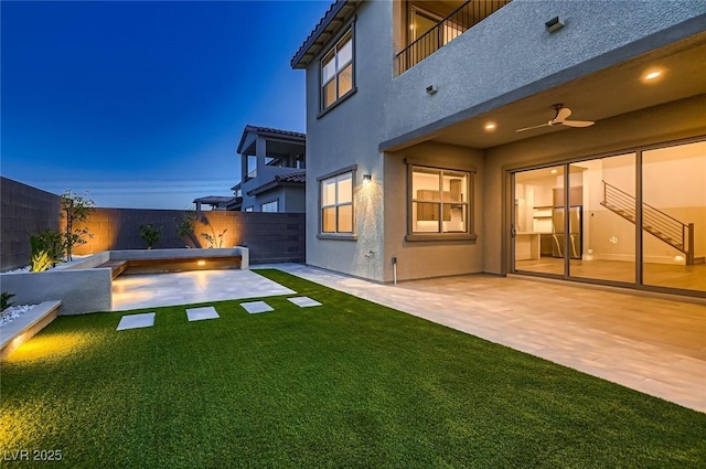182 Robledo St, Las Vegas, NV 89138 - view of yard featuring a patio, a balcony, and ceiling fan