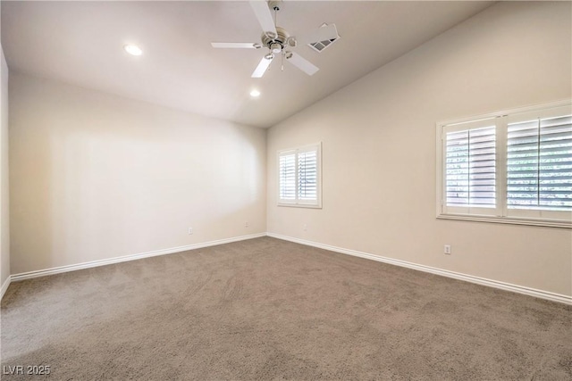11625 Cabo Del Verde Ave, Las Vegas, NV 89138 - carpeted empty room with a ceiling fan, recessed lighting, and high vaulted ceiling