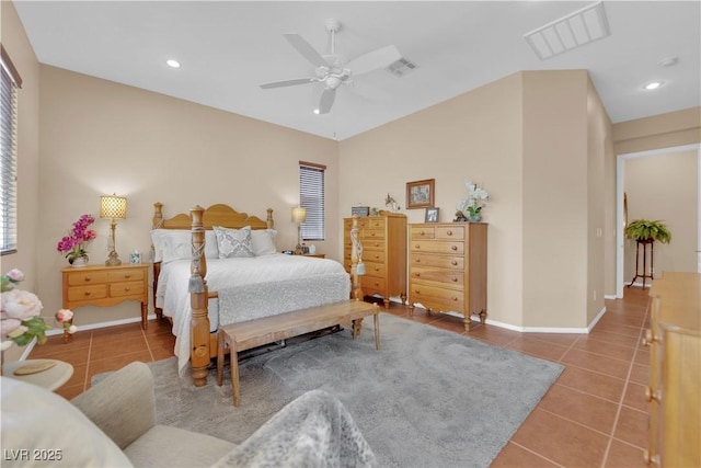 9375 Gold Lake Ave, Las Vegas, NV 89149 - bedroom featuring tile patterned flooring, a ceiling fan, baseboards, and recessed lighting