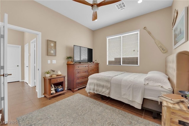 9375 Gold Lake Ave, Las Vegas, NV 89149 - tiled bedroom with a ceiling fan
