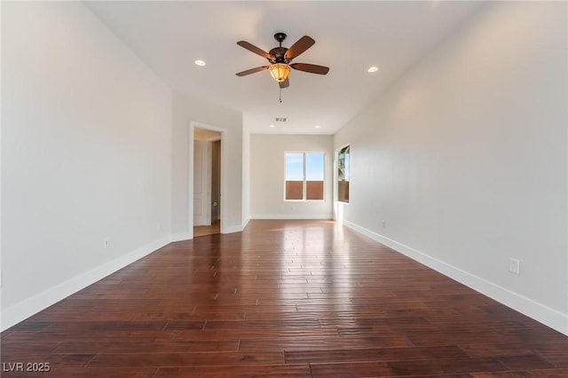 2365 Black River Falls Dr, Henderson, NV 89044 - spare room featuring a ceiling fan, wood finished floors, recessed lighting, and baseboards