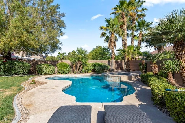 8121 Eagle Clan Ct, Las Vegas, NV 89131 - view of pool featuring a fenced backyard and a pool with connected hot tub