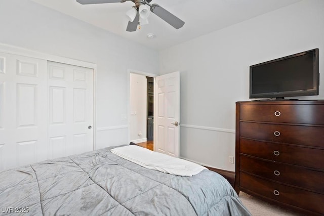 8121 Eagle Clan Ct, Las Vegas, NV 89131 - bedroom with a closet, ceiling fan, and carpet floors