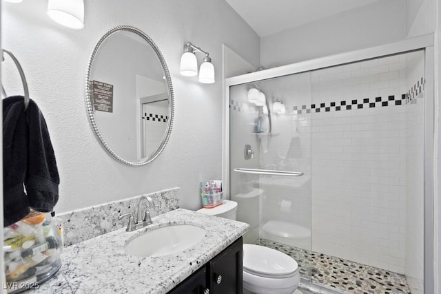8121 Eagle Clan Ct, Las Vegas, NV 89131 - full bathroom with toilet, a stall shower, and vanity