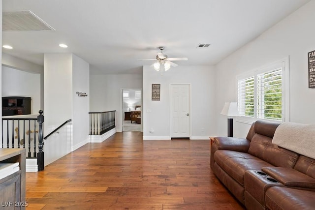 8121 Eagle Clan Ct, Las Vegas, NV 89131 - living area featuring wood finished floors, a ceiling fan, recessed lighting, and baseboards