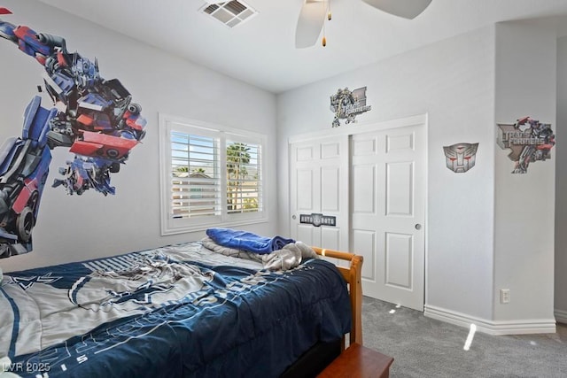 8121 Eagle Clan Ct, Las Vegas, NV 89131 - bedroom with carpet, a closet, ceiling fan, and baseboards