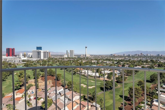 3111 Bel Air Dr Unit 22B, Las Vegas, NV 89109 - balcony featuring a city view, a mountain view, and view of golf course
