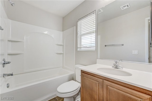 439 Royal Bridge Dr, Las Vegas, NV 89178 - bathroom with toilet, vanity, and washtub / shower combination