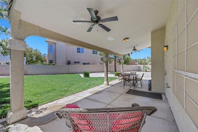 8481 Lambert Dr, Las Vegas, NV 89147 - view of patio with ceiling fan and outdoor dining space