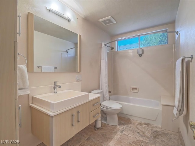 401 Obsidian St, Las Vegas, NV 89145 - full bathroom with shower / bathtub combination with curtain, vanity, and toilet