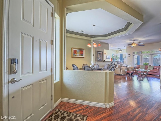 401 Obsidian St, Las Vegas, NV 89145 - entryway with dark wood-style flooring, baseboards, and a ceiling fan