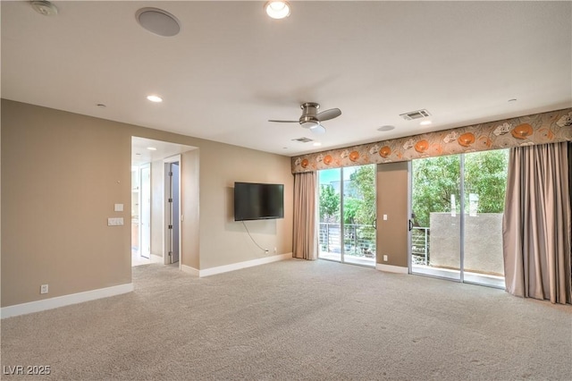 1448 Canyon Ledge Ct, Las Vegas, NV 89117 - carpeted empty room featuring a ceiling fan, baseboards, and recessed lighting