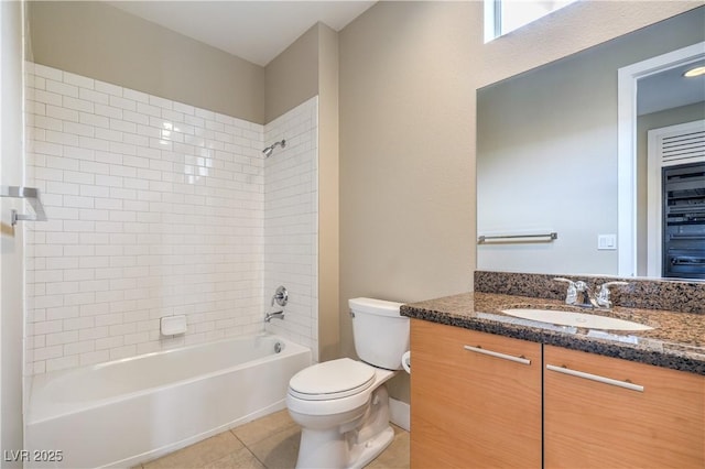 1448 Canyon Ledge Ct, Las Vegas, NV 89117 - bathroom featuring toilet, vanity, bathtub / shower combination, and tile patterned flooring