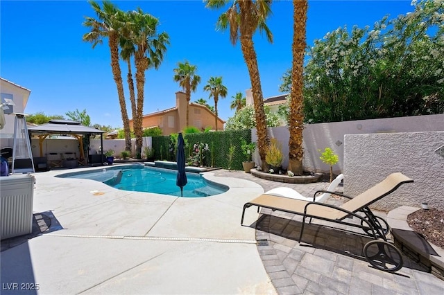 211 Kokopelli Ct, Henderson, NV 89074 - view of swimming pool featuring a gazebo, a patio, and a fenced backyard