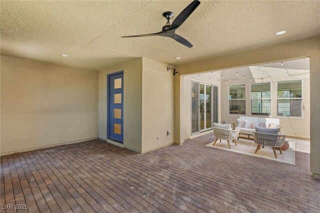 2578 Skylark Trail St, Henderson, NV 89044 - wooden terrace with an outdoor hangout area and ceiling fan