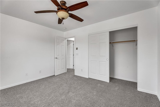 576 Foster Springs Rd, Las Vegas, NV 89148 - unfurnished bedroom featuring carpet floors, baseboards, a closet, and ceiling fan