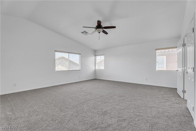 576 Foster Springs Rd, Las Vegas, NV 89148 - spare room with lofted ceiling, ceiling fan, carpet, and baseboards